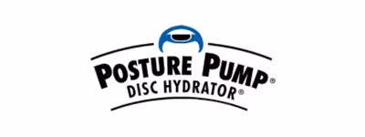 Posture Pump Disc Hydrator logo with blue and black design