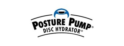 Posture Pump Disc Hydrator logo with blue and black design