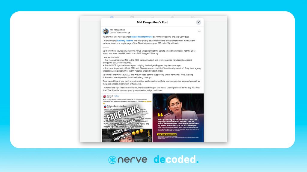 Facebook post, Pro-Risa Hontiveros