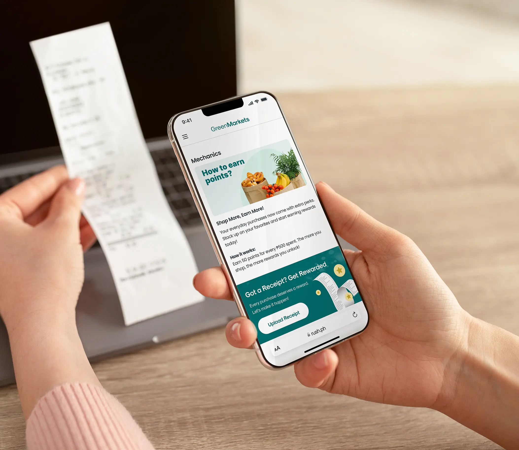 Receipt scanning through Optical Character Recognition, allowing customers to earn redeemable Points from third-party retailer purchases.