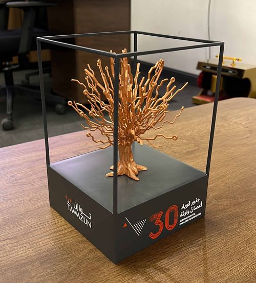 Premium 3D printed award trophy manufactured for formal events and gala nights across the UAE