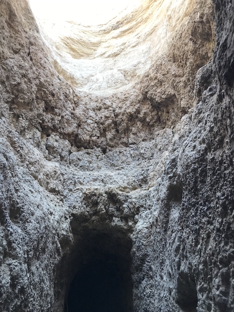 from inside the shaft
