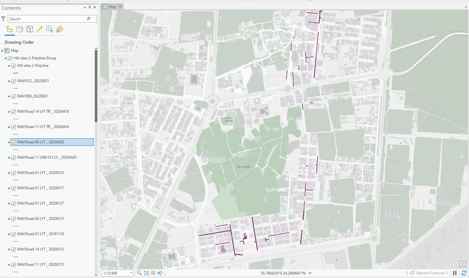 screenshot from the database showing urban scale 