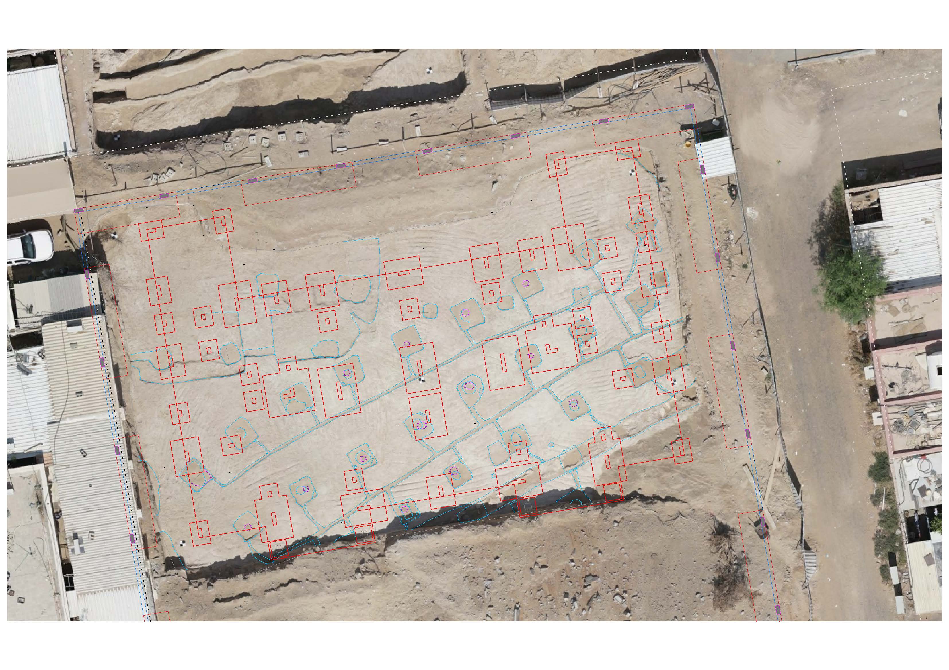 layout showing proposed building foundation in relation to the discovery