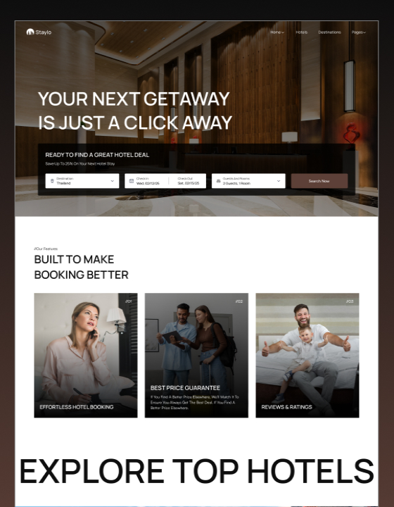 Staylo – Hotel Booking Website Template