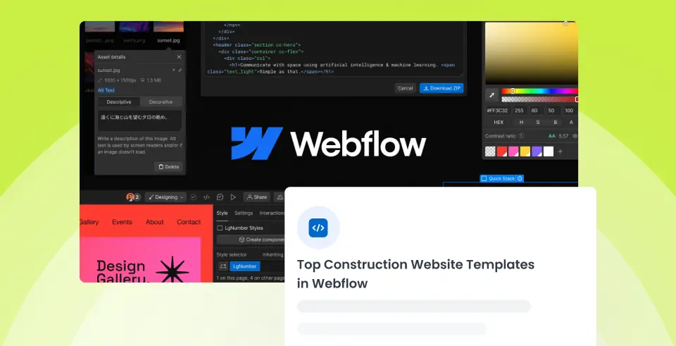 Top 5 Construction Website Templates in Webflow