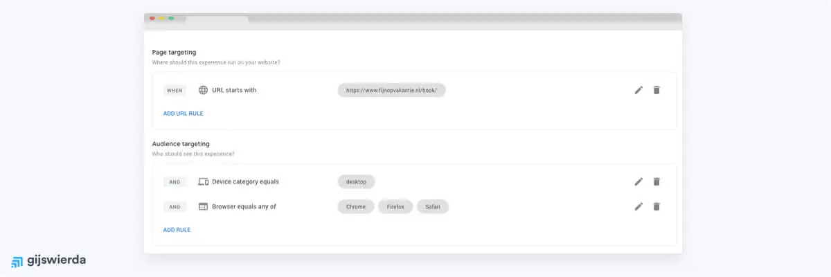 ab test doelen instellen