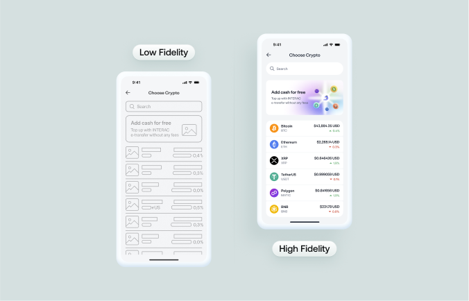 Low fidelity VS high fidelity prototypes