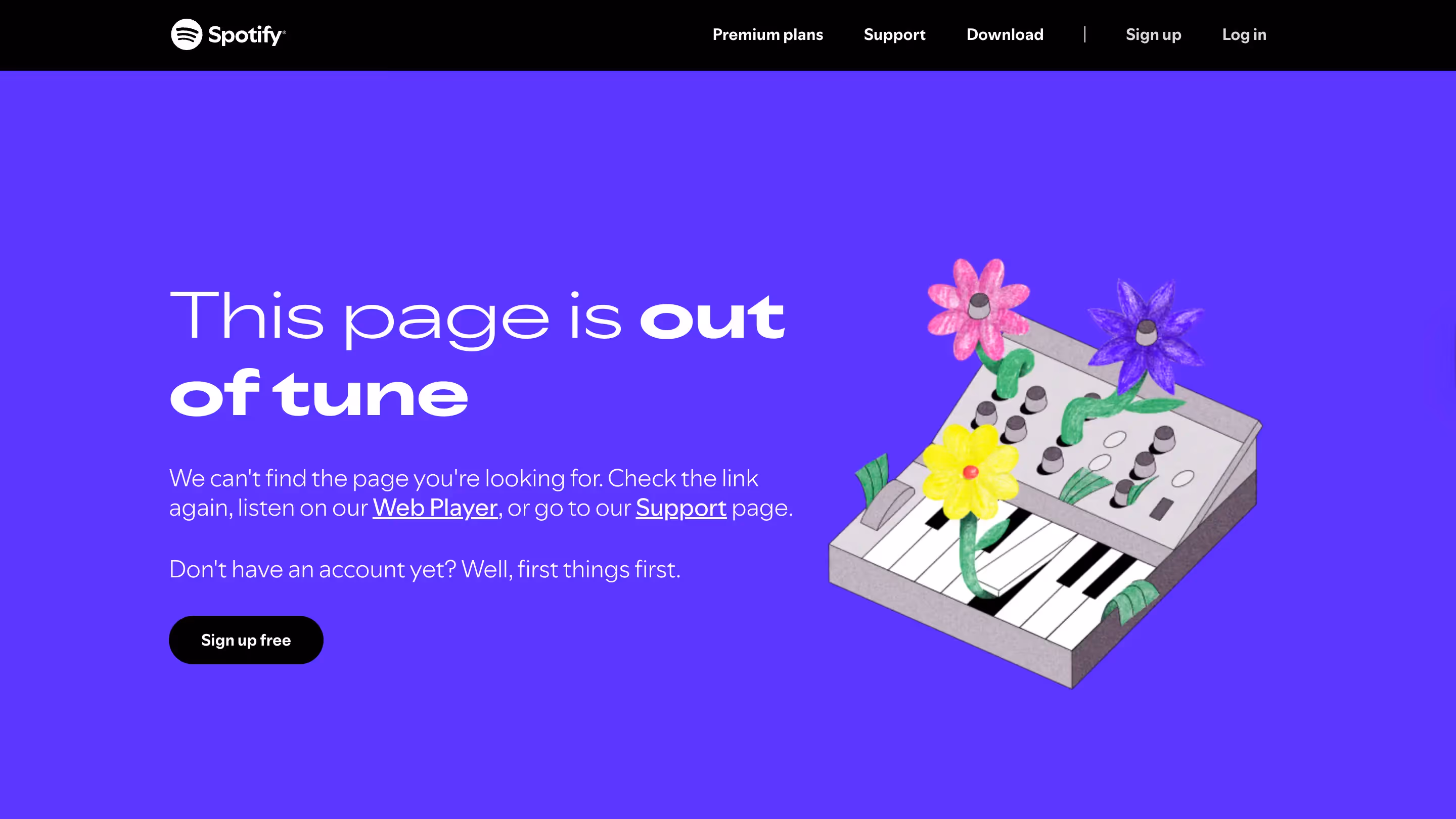 Spotify 404 page ux