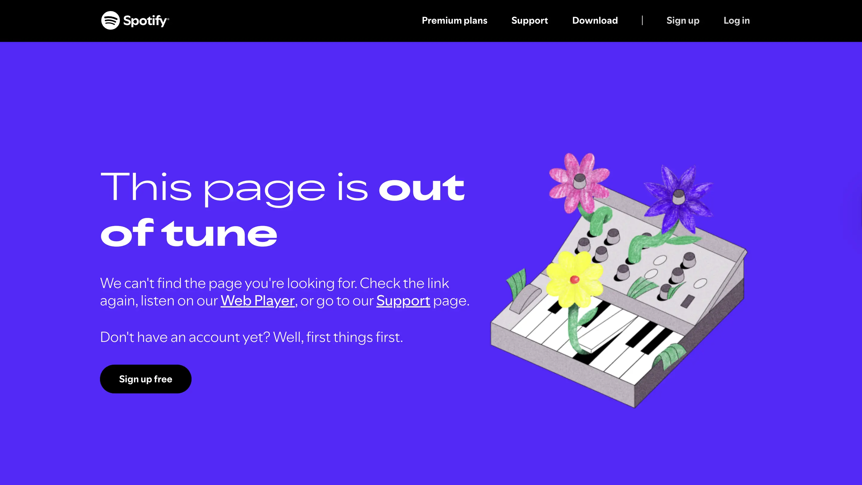 Spotify 404 page ux