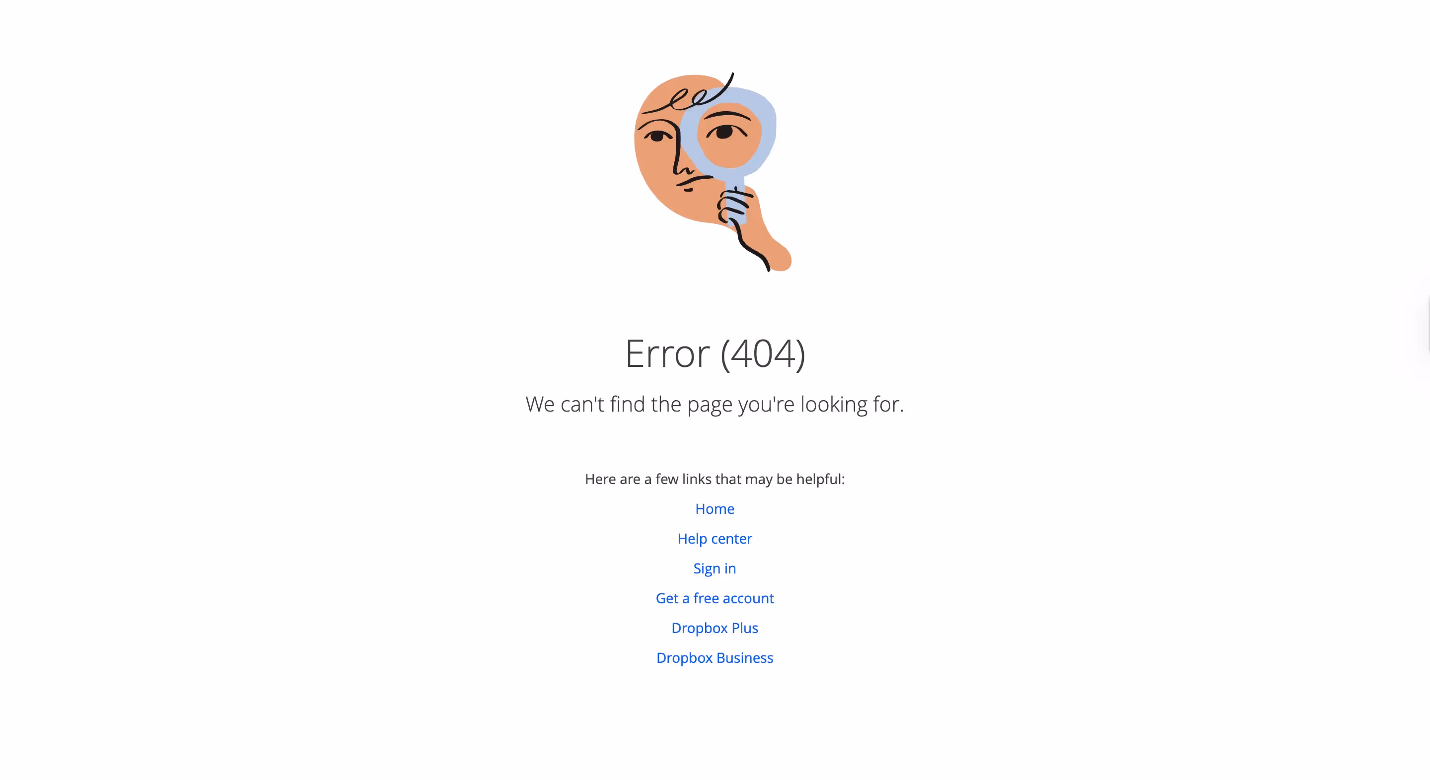Dropbox 404 page ux