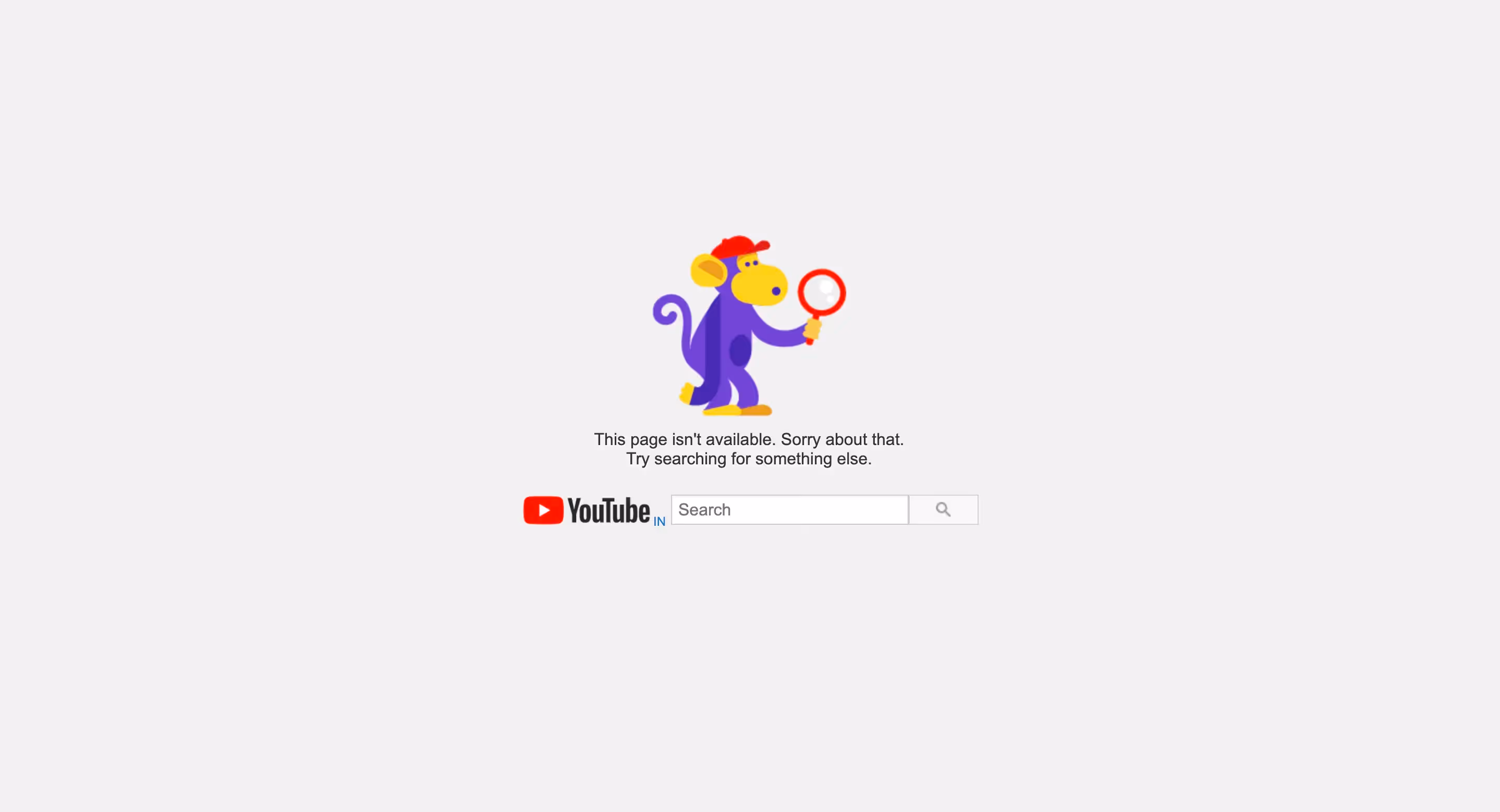 YouTube 404 page UX
