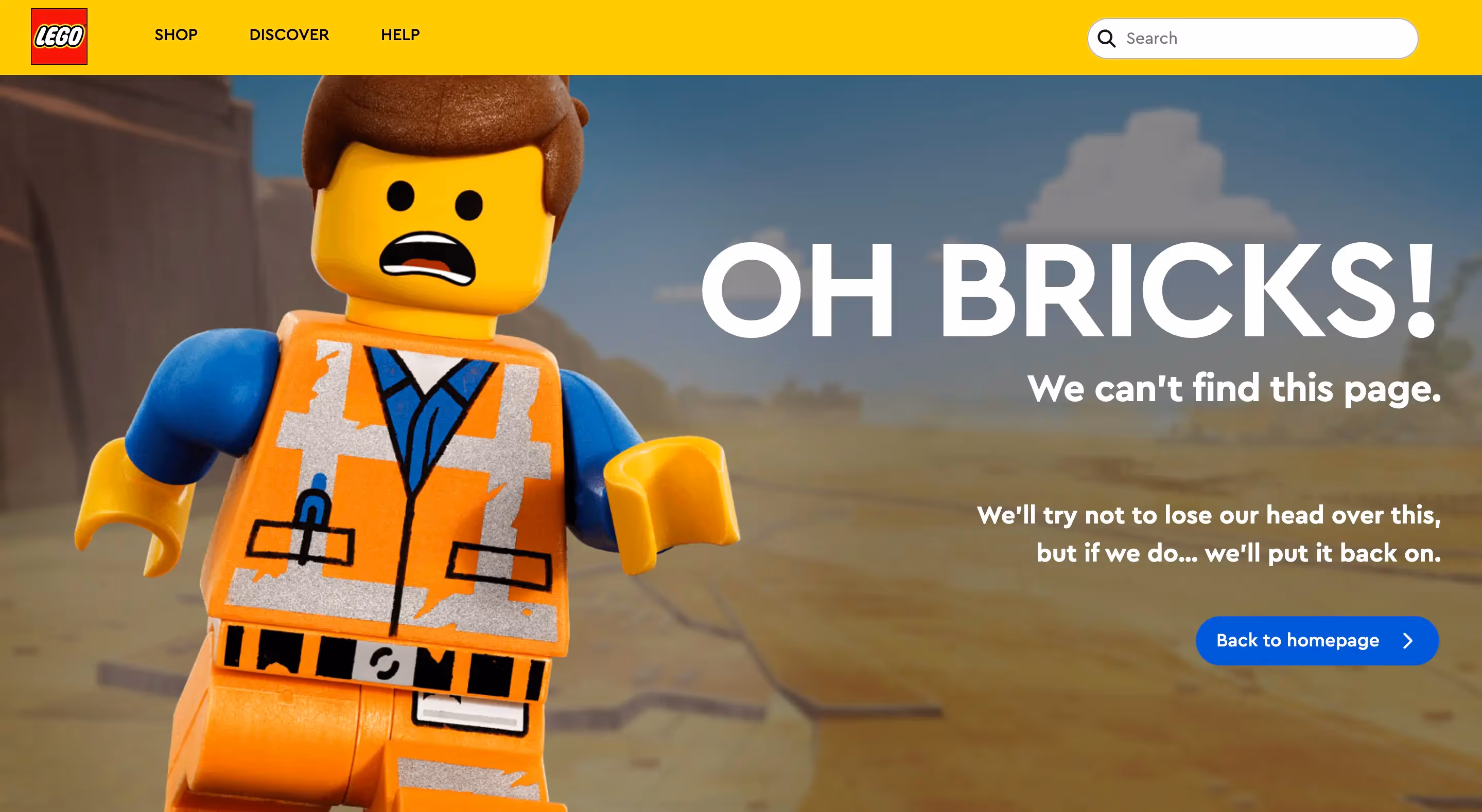 LEGO 404 page ux