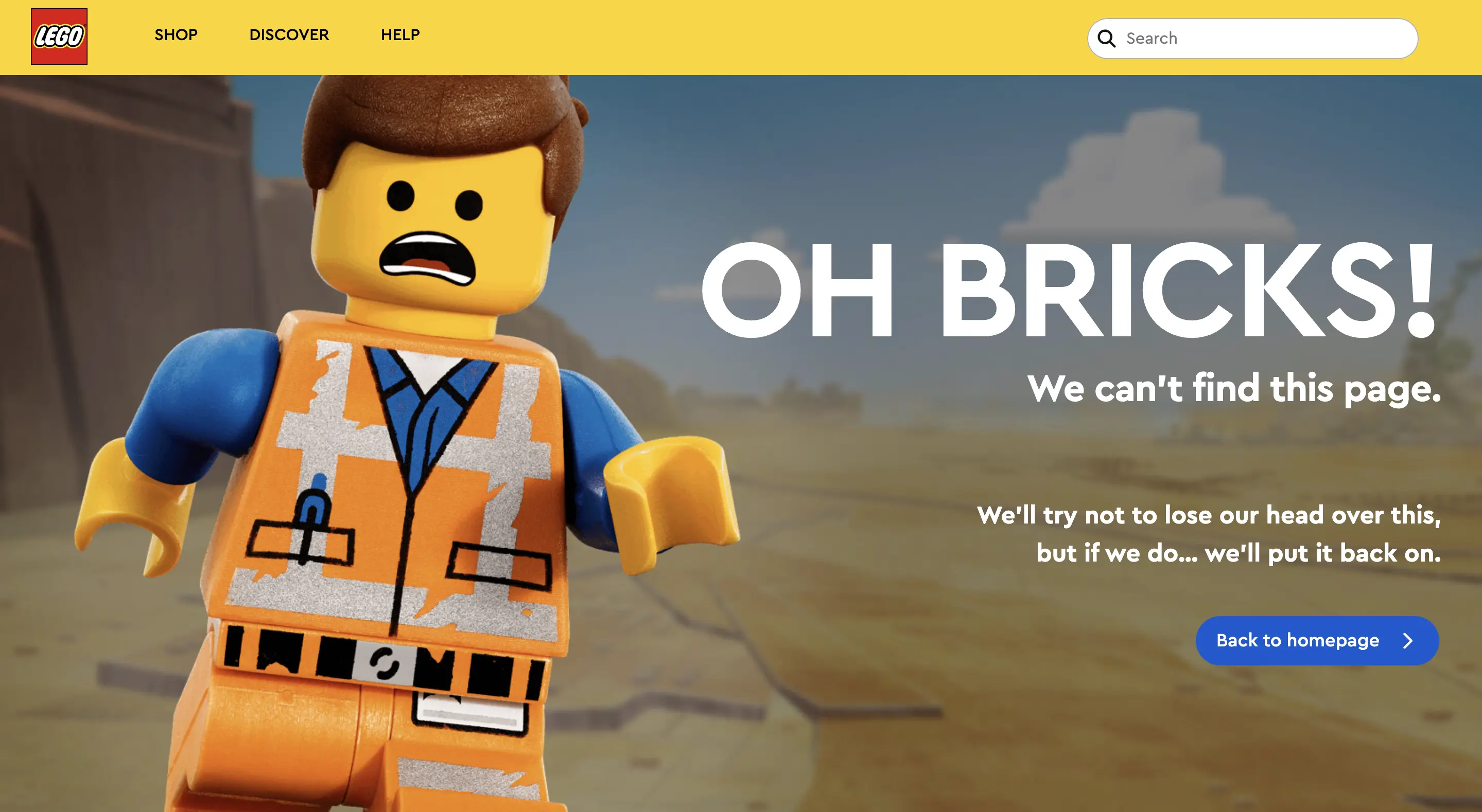 LEGO 404 page ux