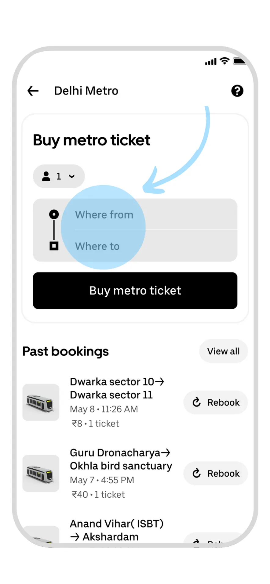 Uber metro ticketing