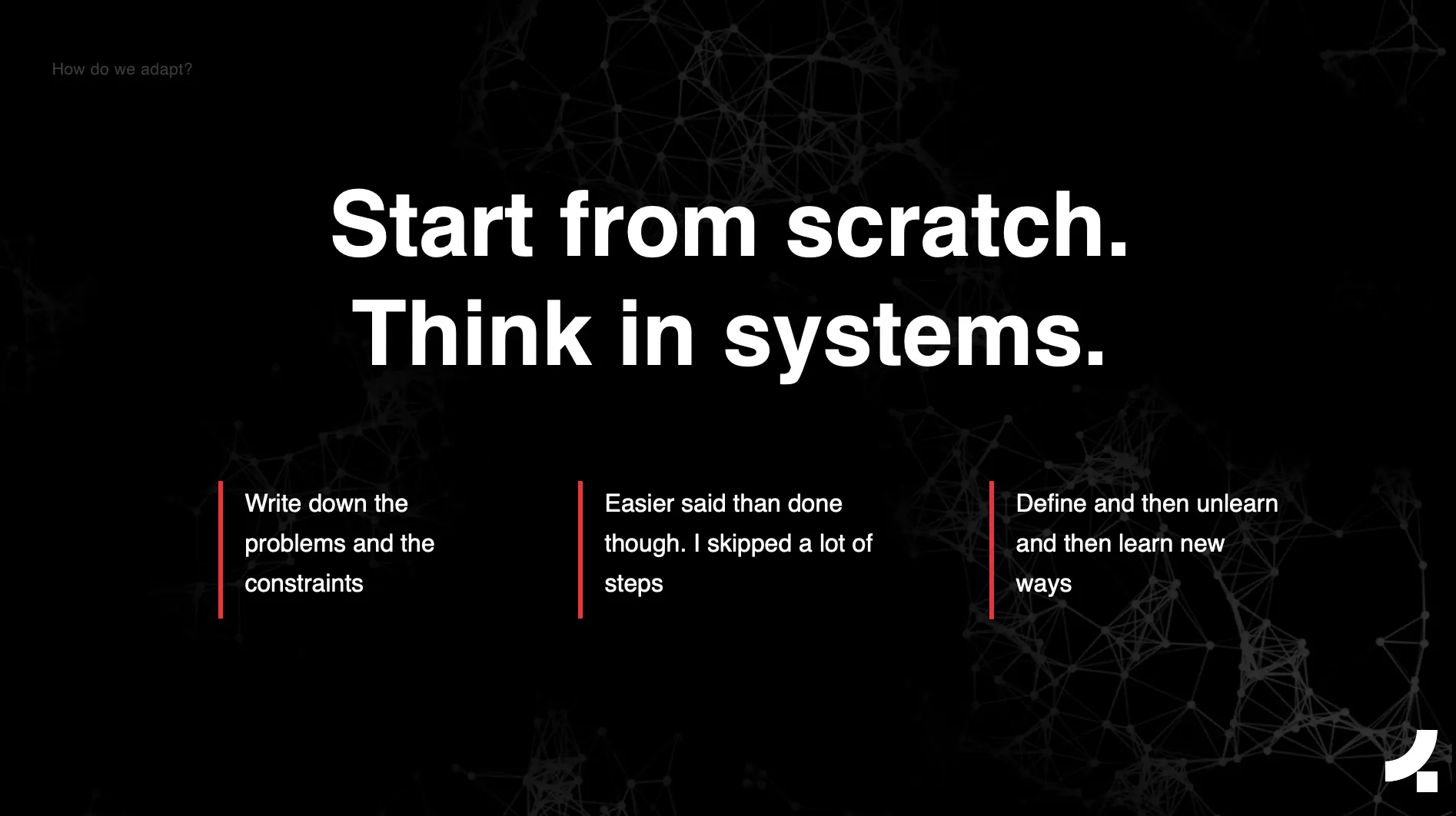 Slide depicting how thinking in systems is important 