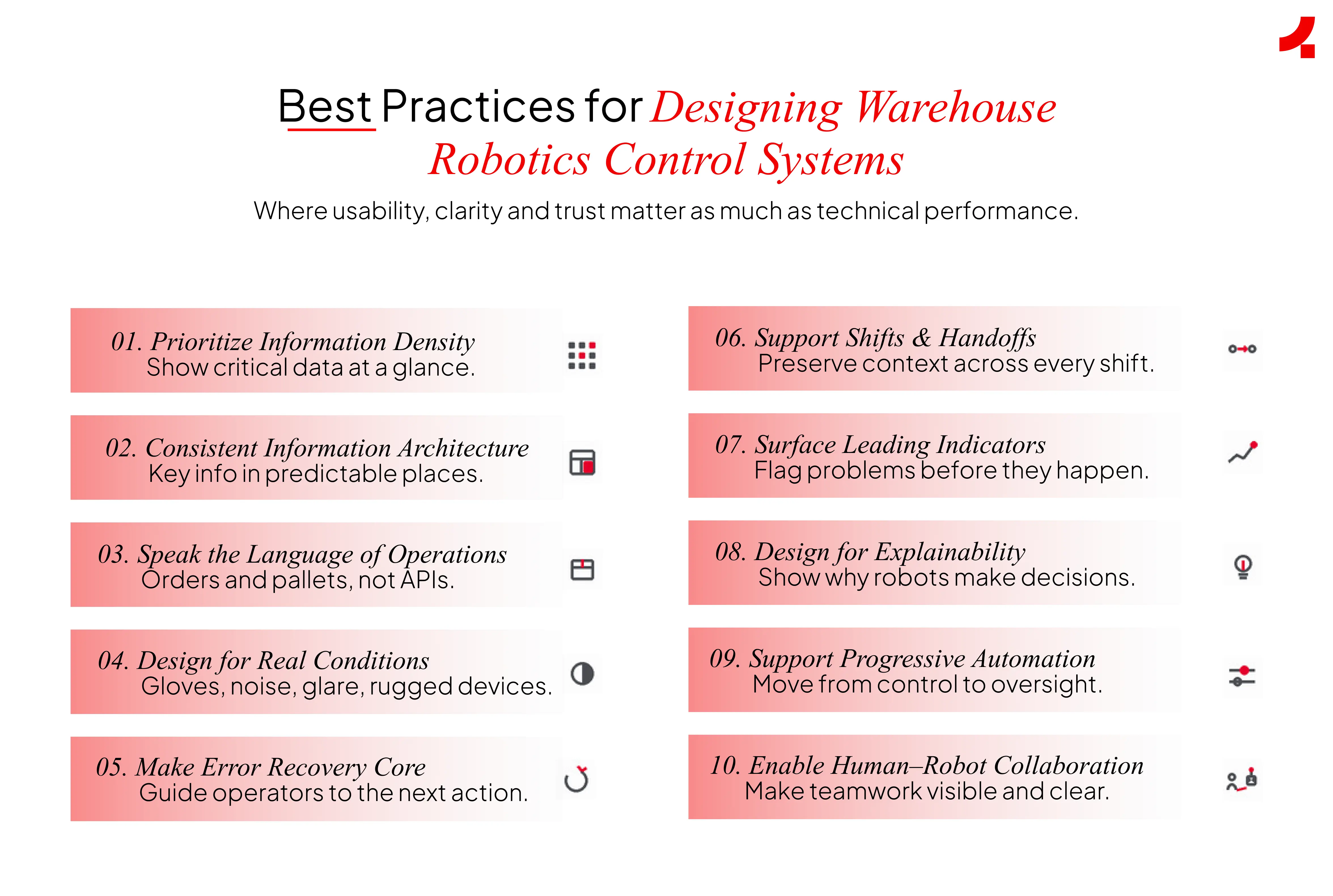 Image depicting the 10 best practices for designing warehouse robotics control systems