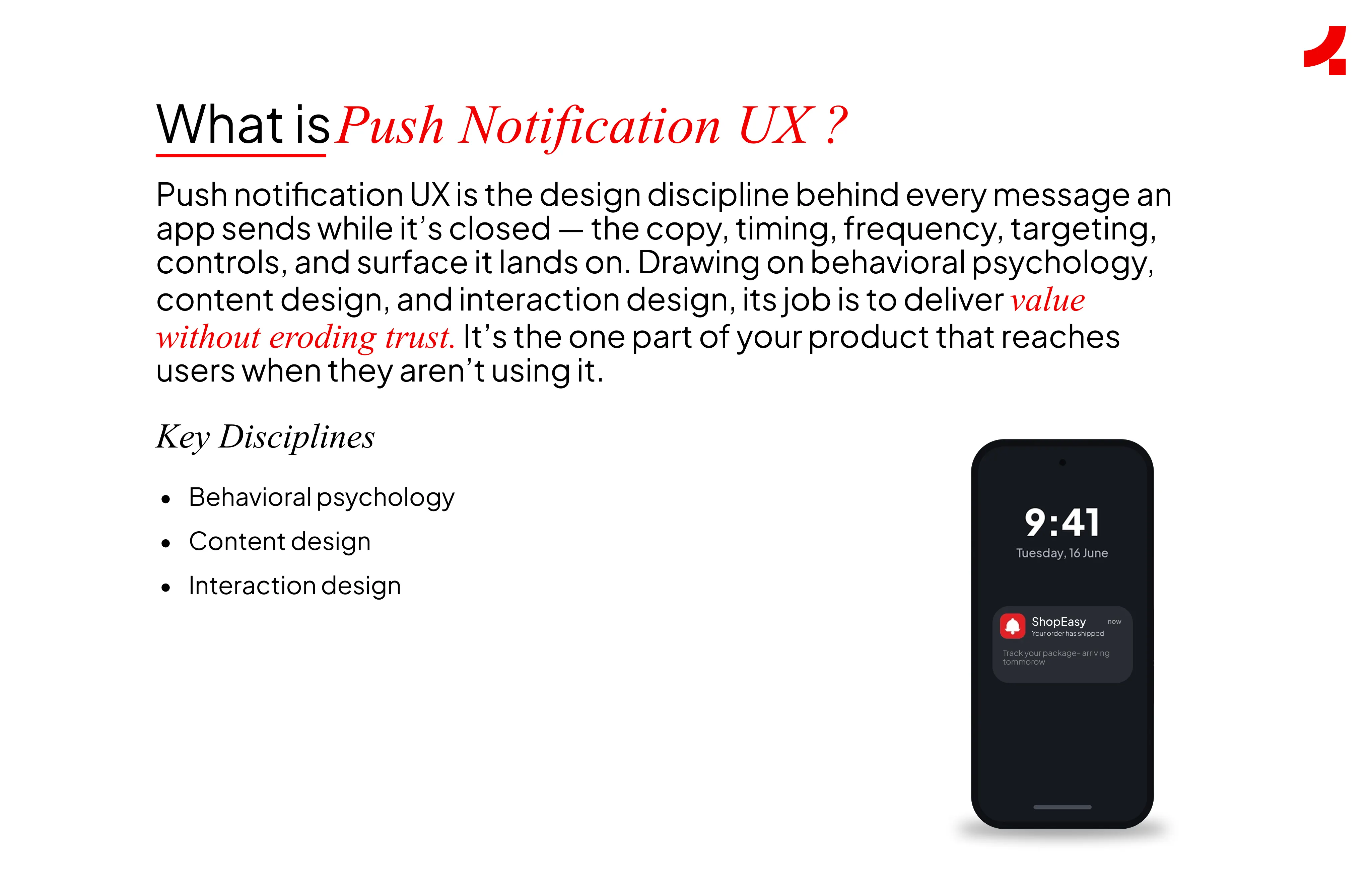 Image depicting the definition of push notification UX
