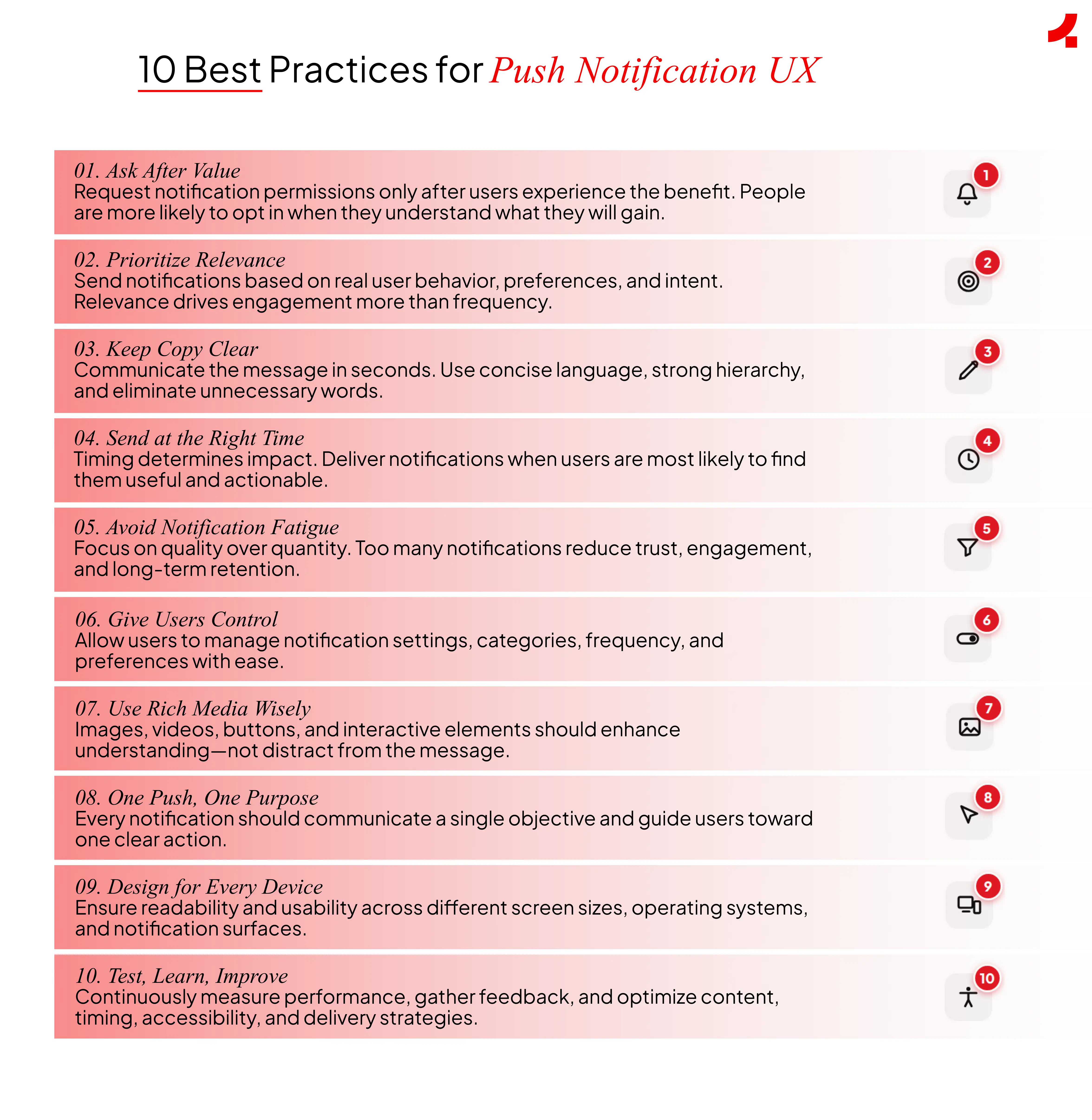 Image depicting the 10 best practices for push notification UX