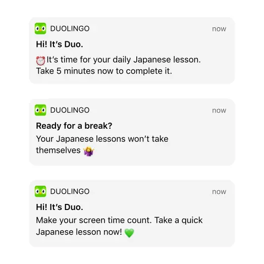 Duolingo push notifications 