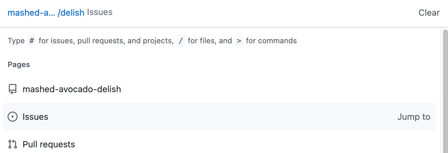Github's command palette navigation