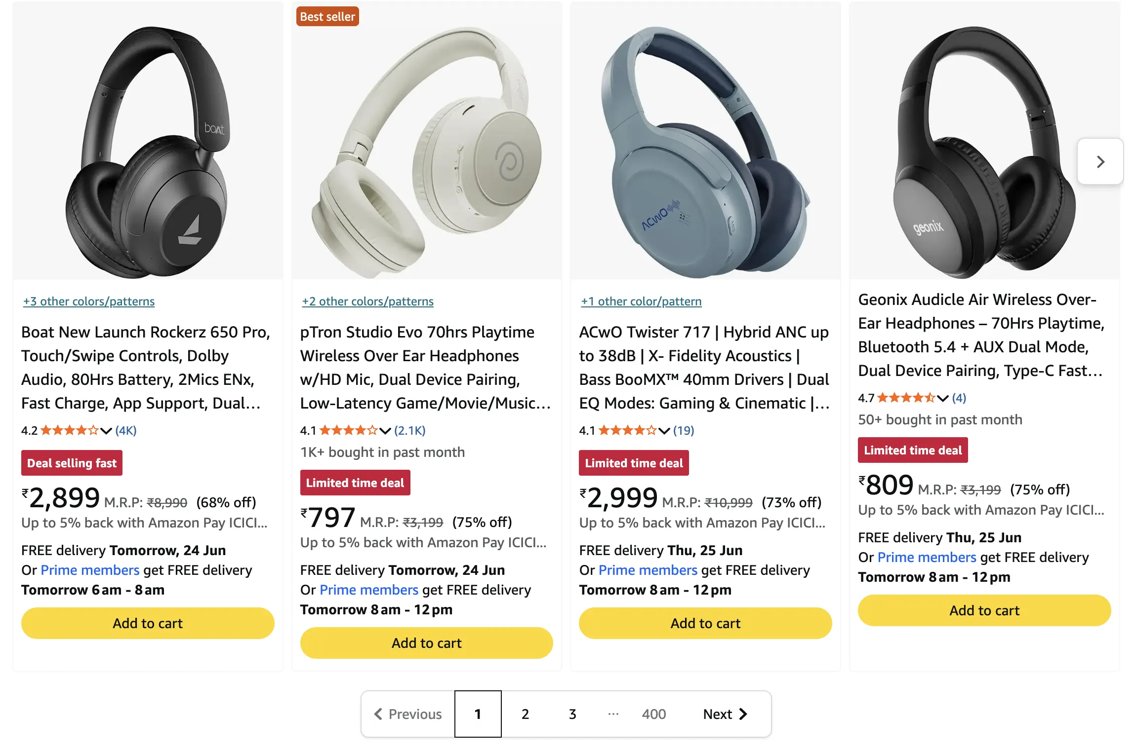 Amazon's pagination navigation