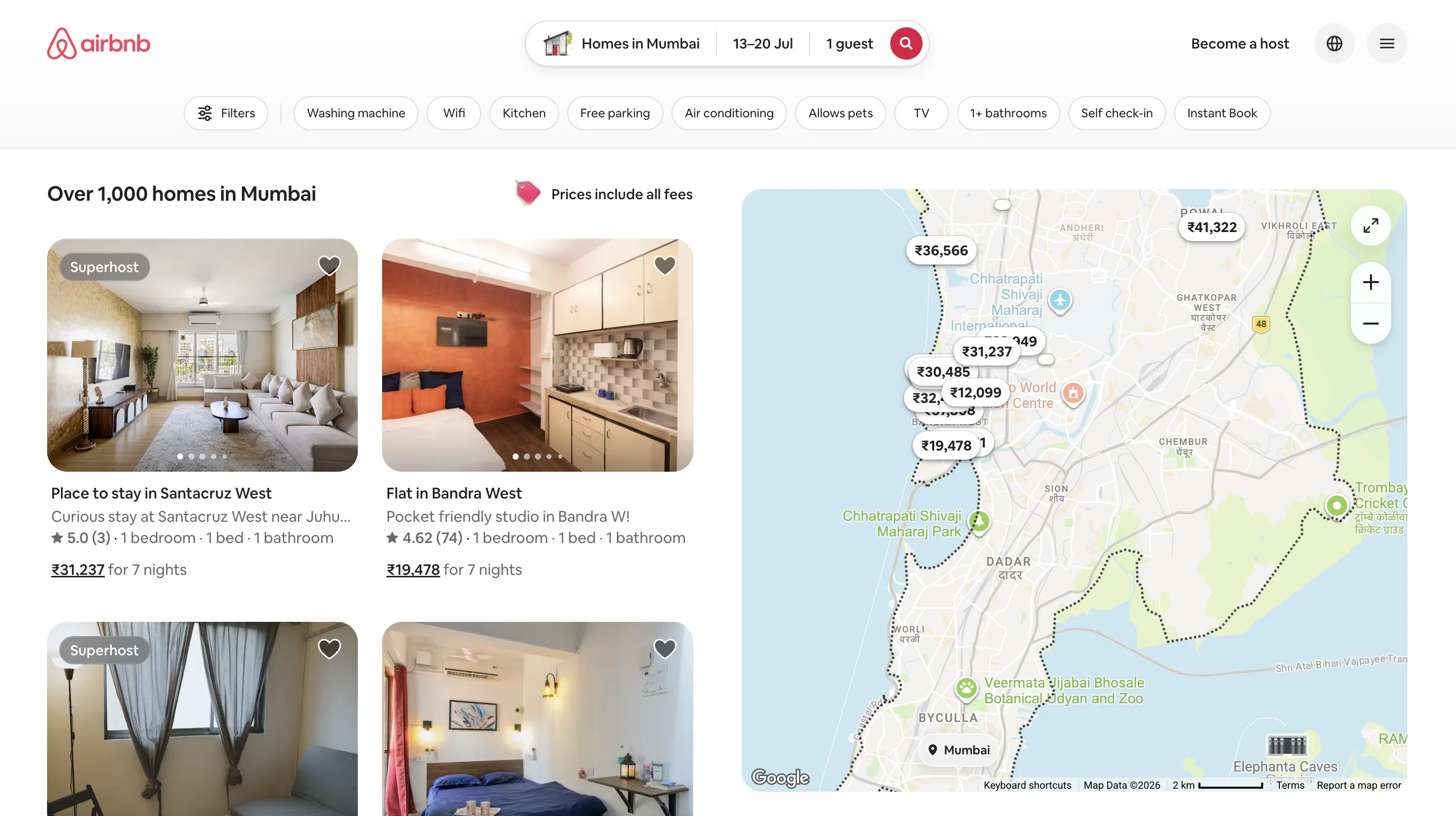 Airbnb search bar