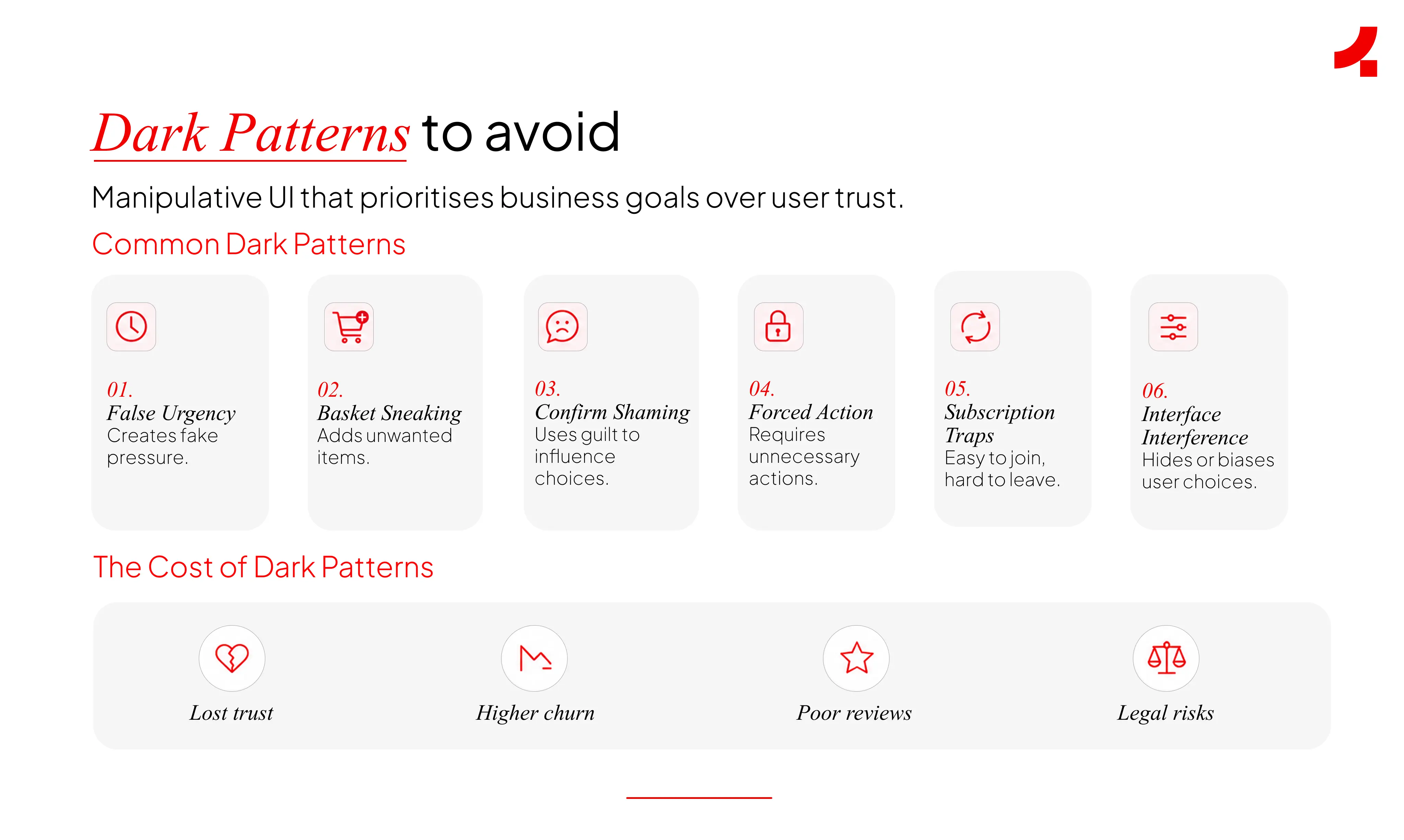 Image depicting the dark patterns to be avoided