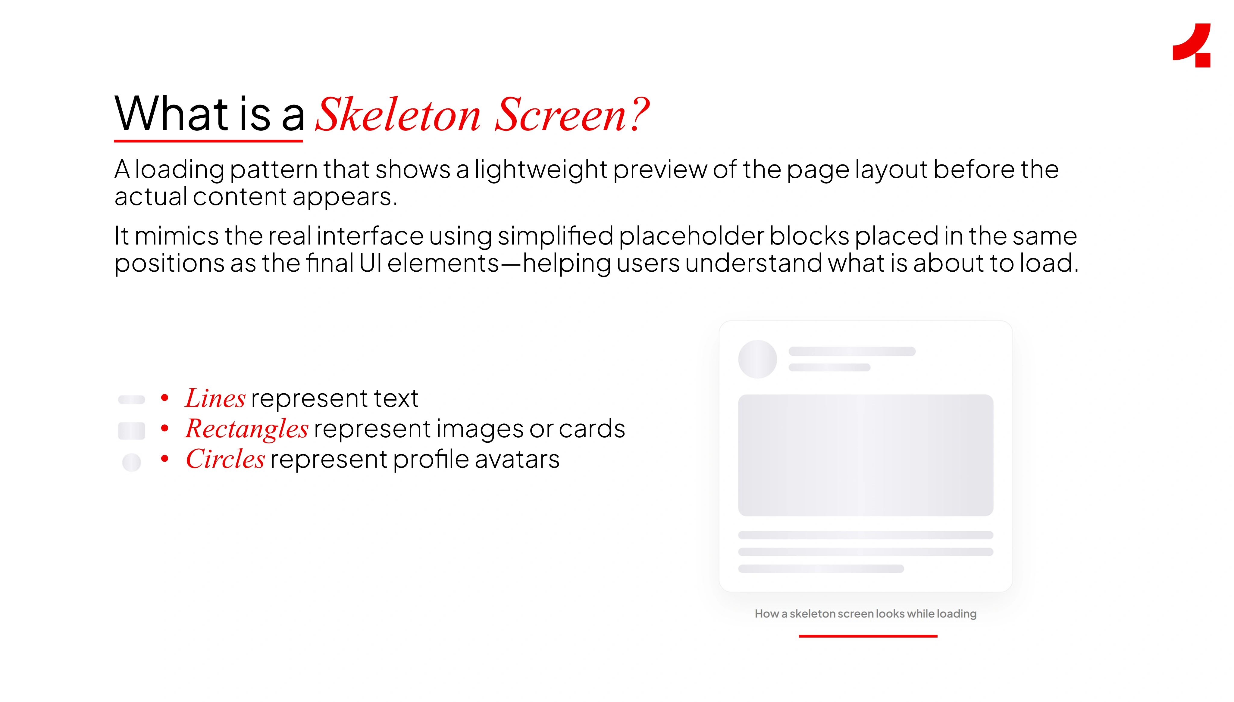Image depicting the definition of a skeleton screen