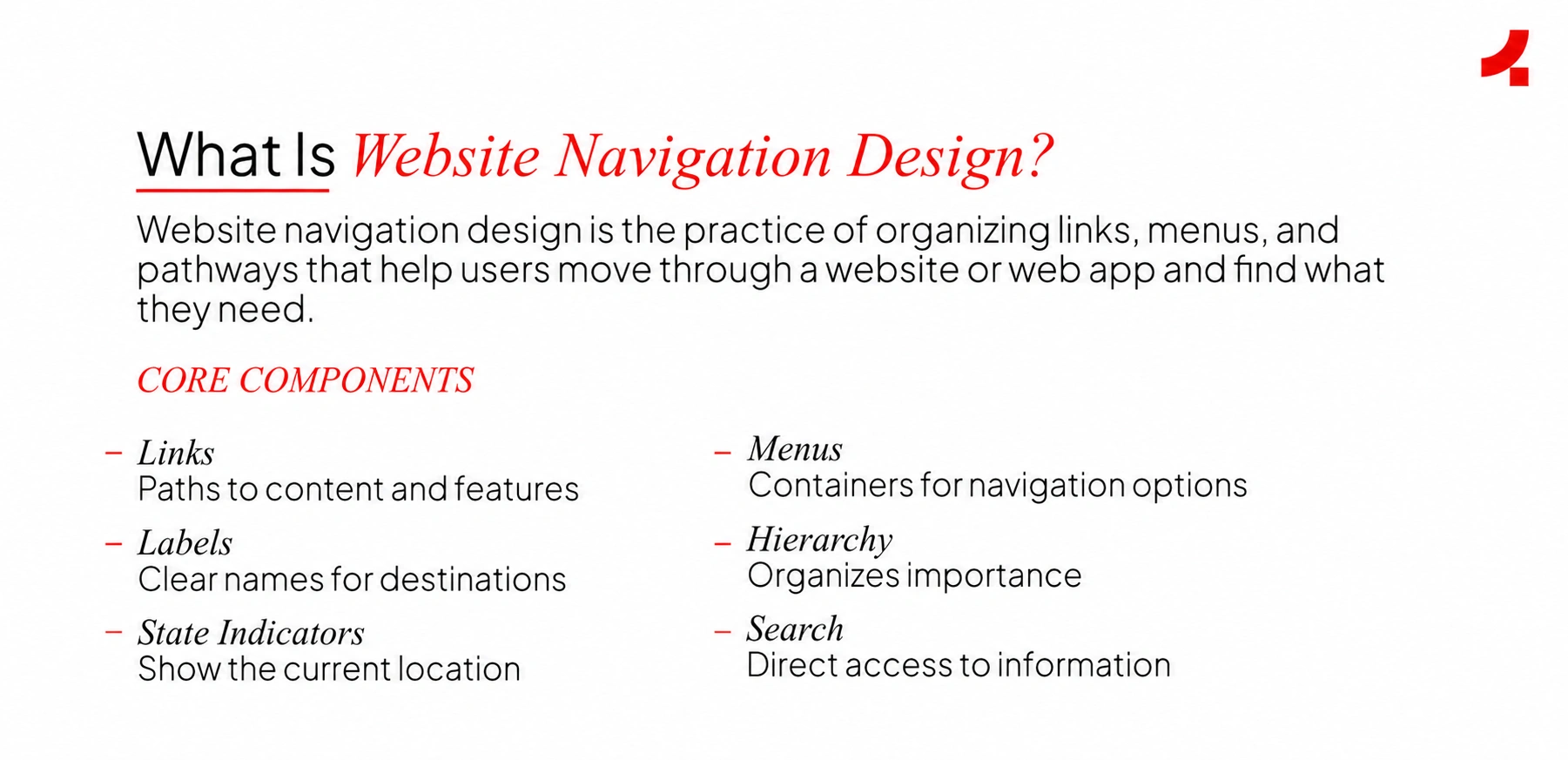 Image depicting the definition of website navigation design
