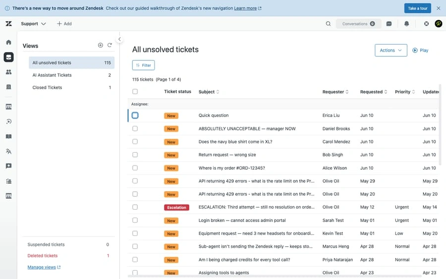 Zendesk filter