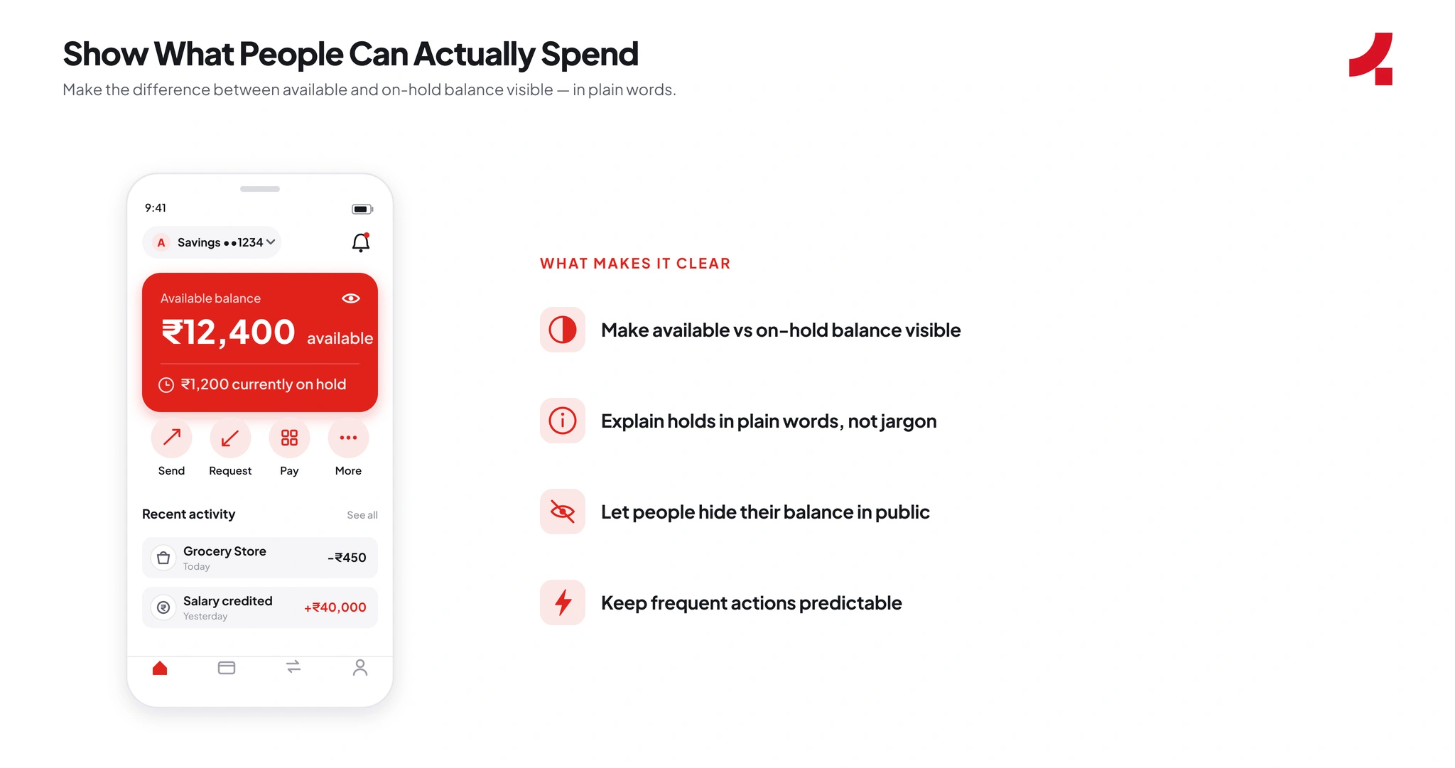 Balance clarity dashboard in a banking app UI design