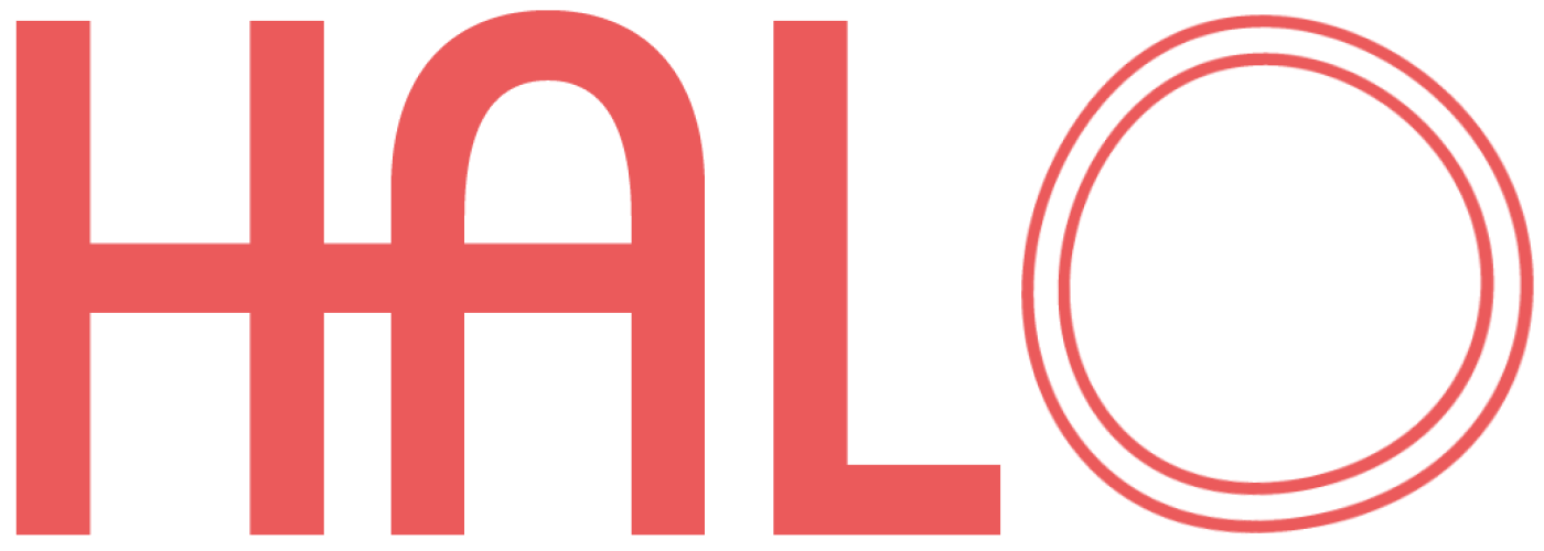 Halo Bakery logo in grapefruit red.