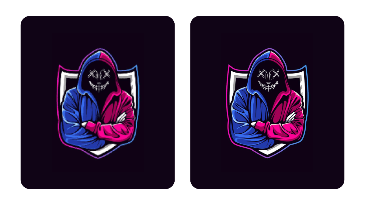 Blurry gaming logo vectorised using advanced AI tool