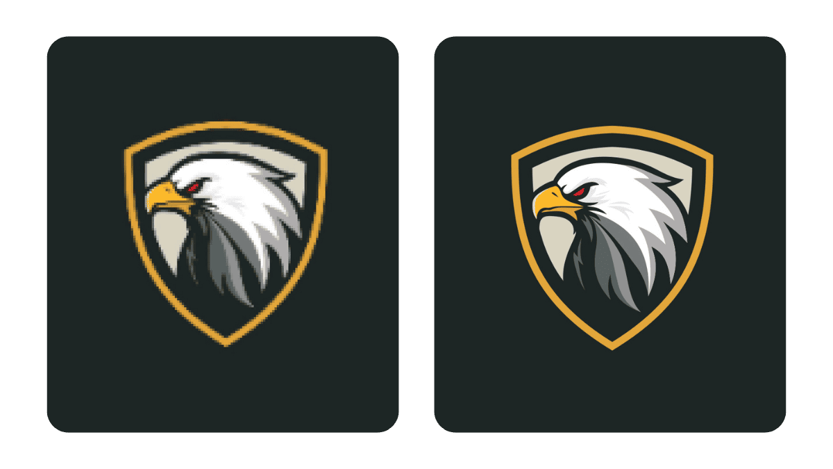 Pixelated eagle logo image turned into high resolution with vector ai tool