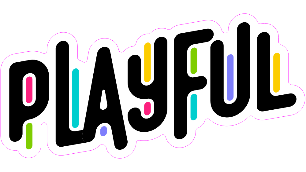 Playful logo with cutpath after having custom shaped cutline generated