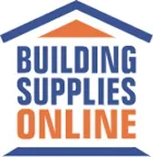 Building Supplies Online logo with stylized house roof in blue and orange.