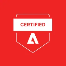 Adobe Certified badge with white text on a red background.