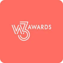 W3 Awards logo with stylized W and 3 in white on a coral background.