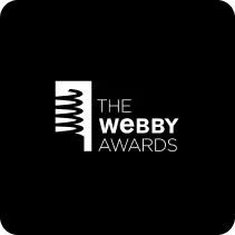 The Webby Awards logo with a stylized white 'W' symbol and text on a black background.