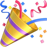 Party popper releasing colorful confetti and streamers.