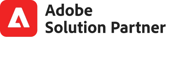 Adobe Authorized Partner logo with red icon and white A on left, black text on right.