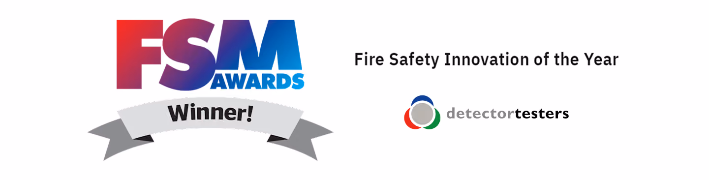 FSM Awards Winner banner for Fire Safety Innovation of the Year by Detector Testers.