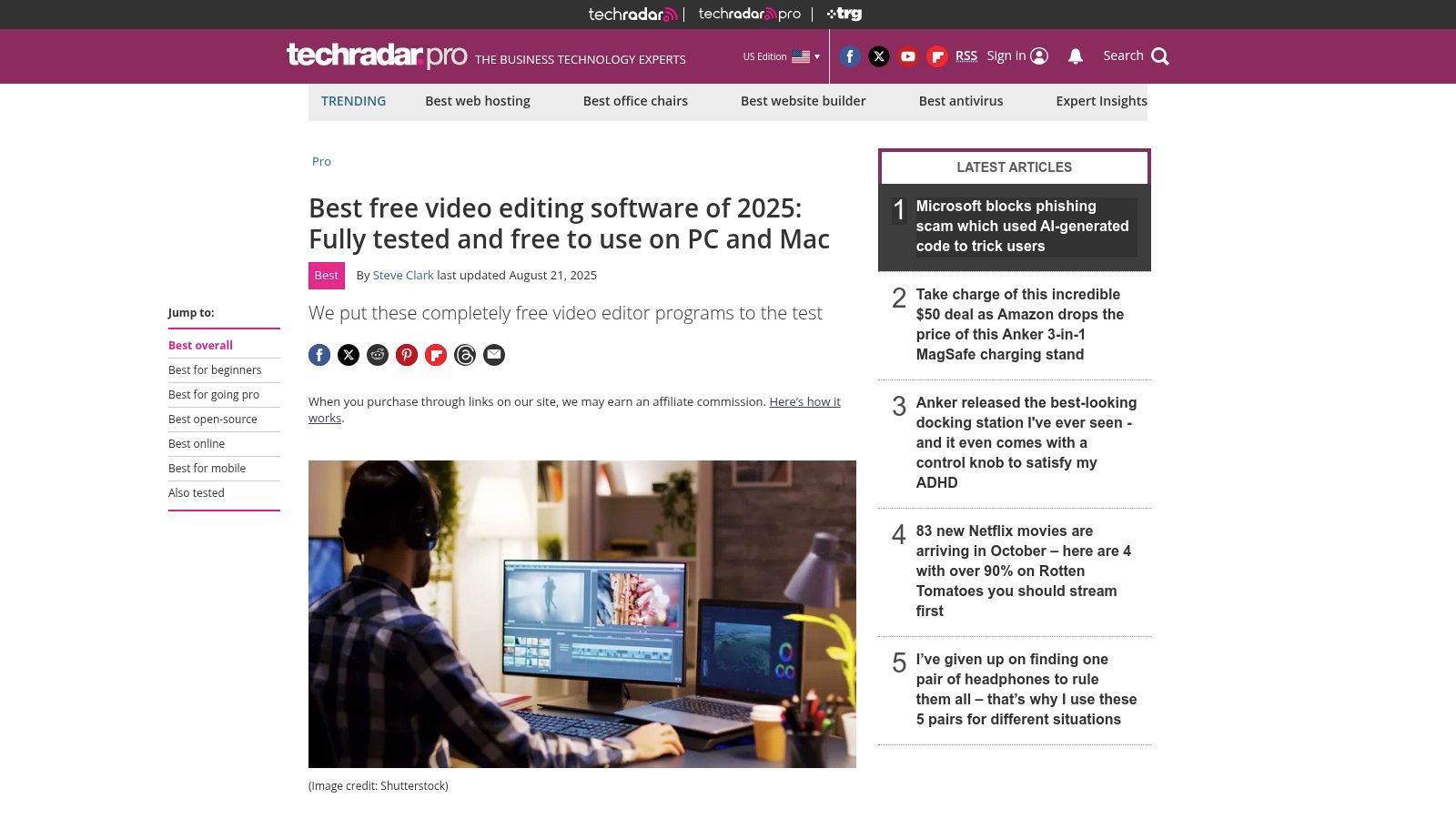 TechRadar – Best free video editing software