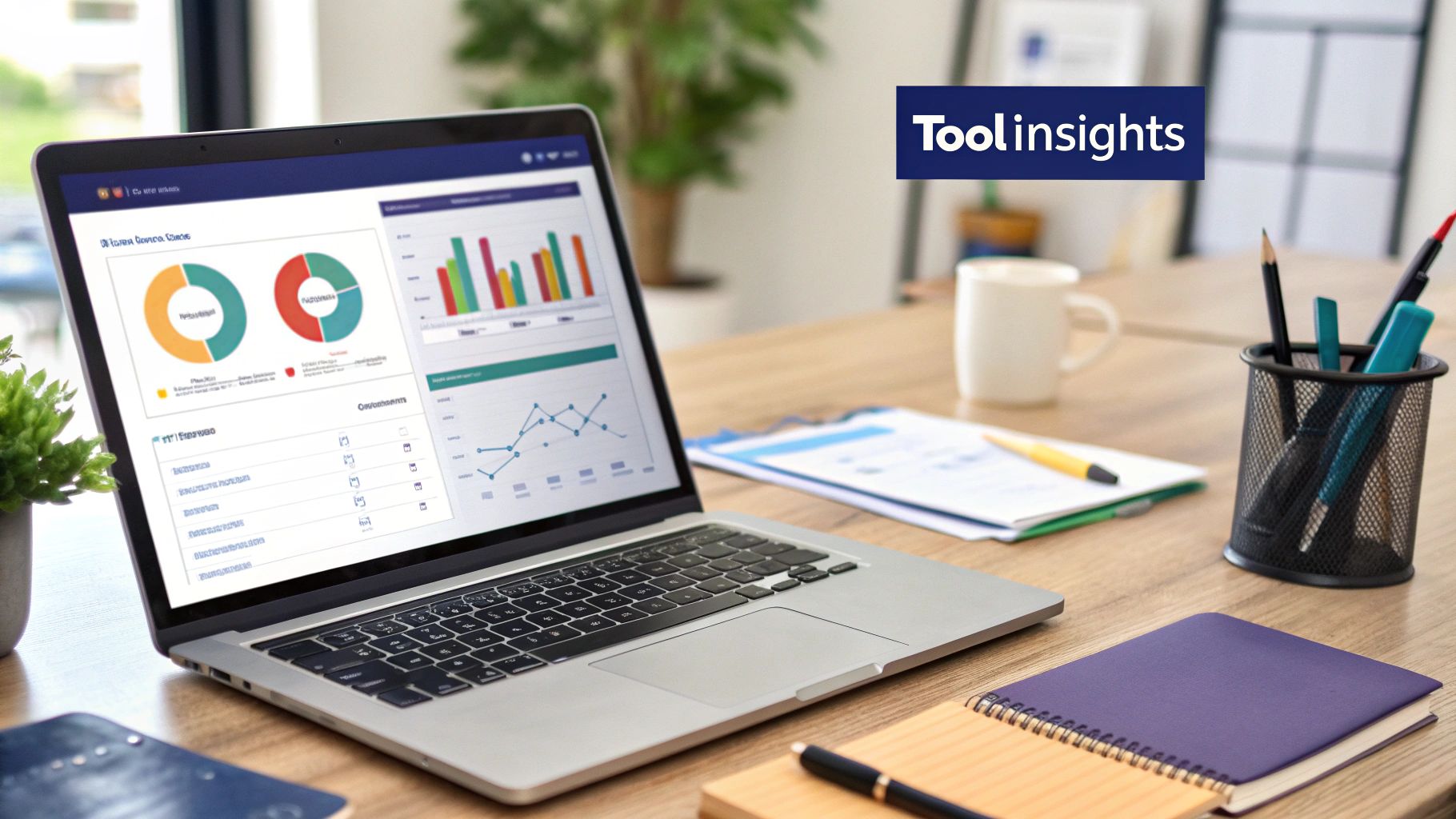 A clean, organized social media content calendar on a screen, showing posts scheduled for different days with placeholder images and text.