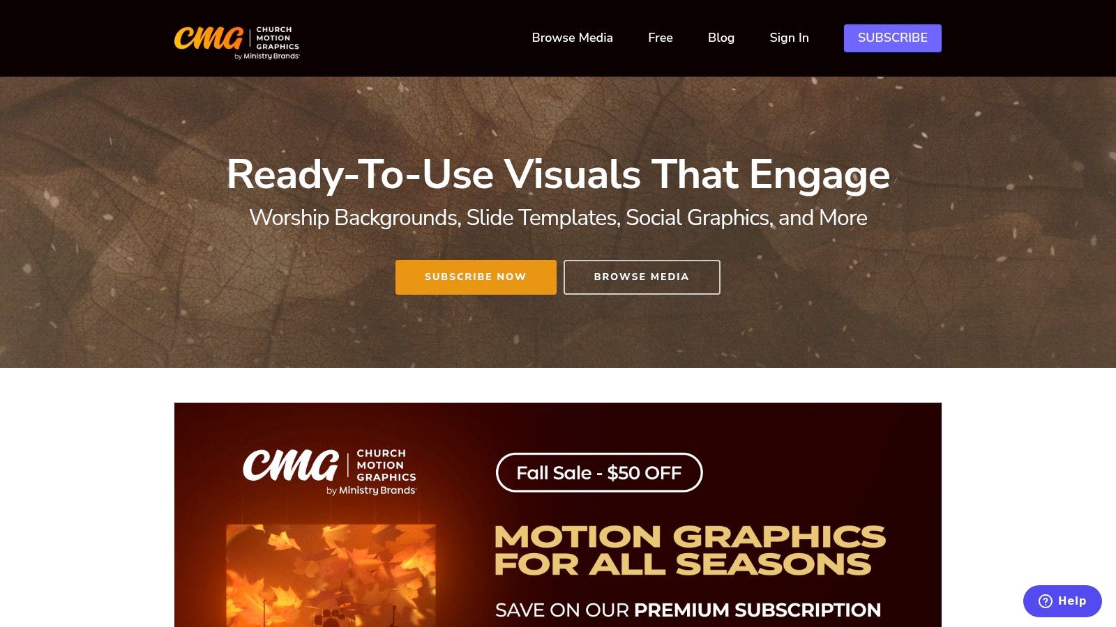 Church Motion graphics (CMG) website screenshot