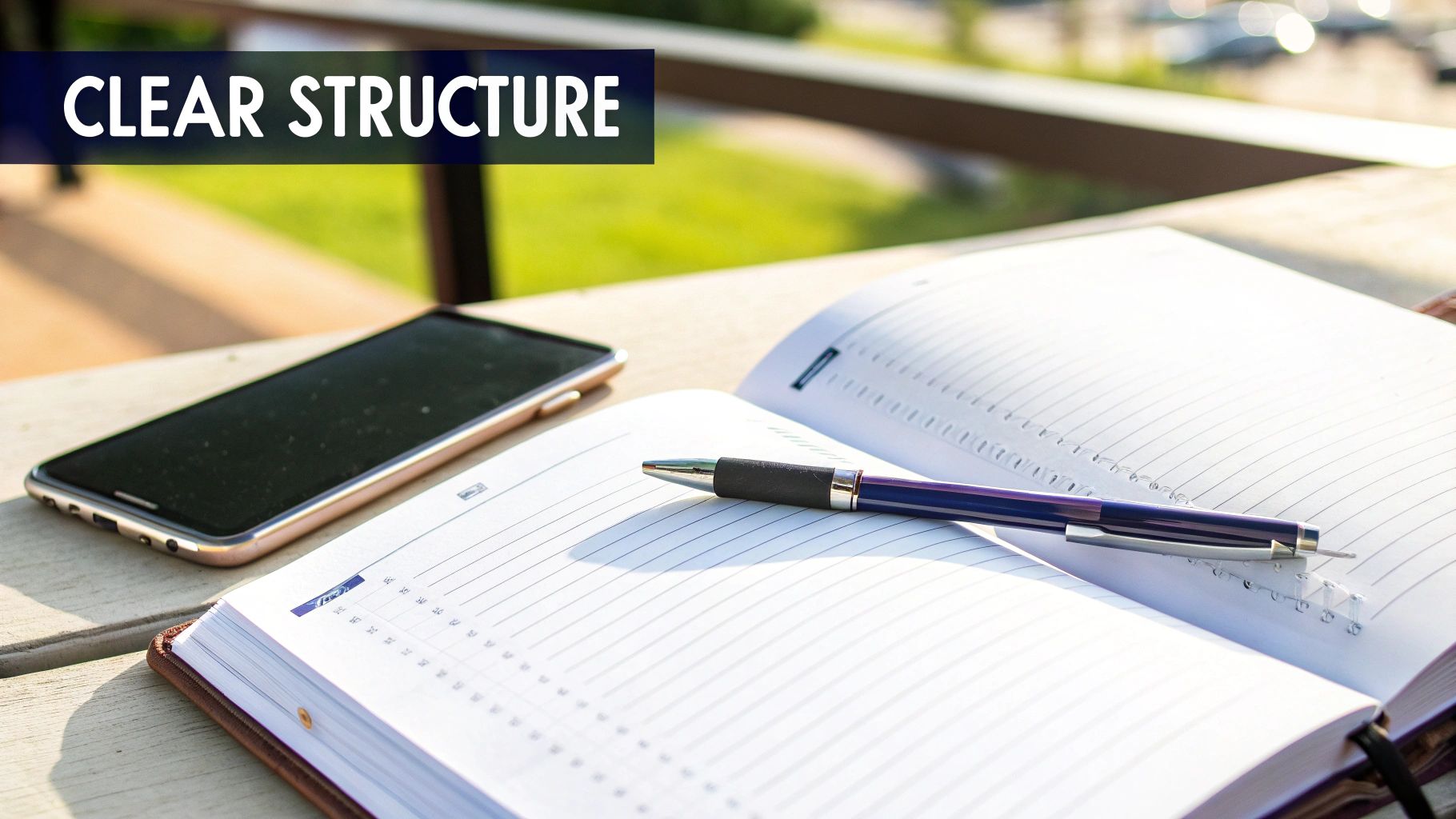 A whiteboard with a sermon outline sketched out, showing an introduction, main points, and a conclusion, in a quiet study.