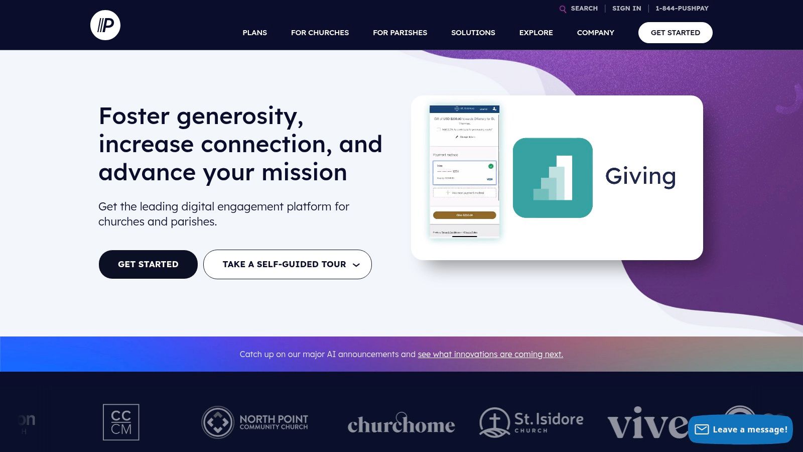 Pushpay (includes Church Community Builder)