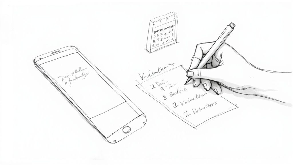 A clean desk with a laptop, notebook, pen, and a cup of coffee, symbolizing the planning process.