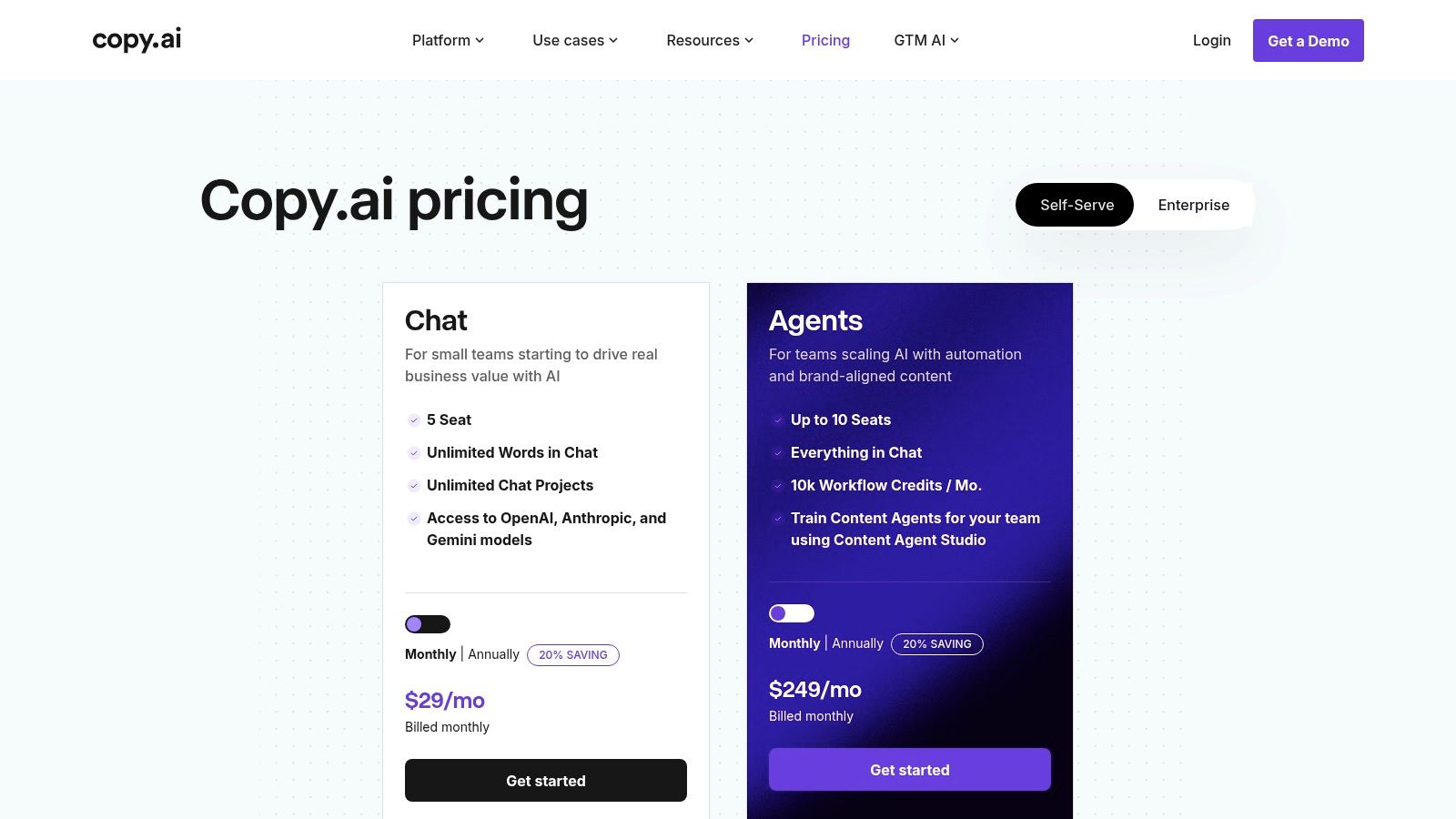 Copy.ai Pricing Plans